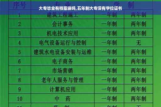 大专毕业有档案袋吗,五年制大专没有学位证书