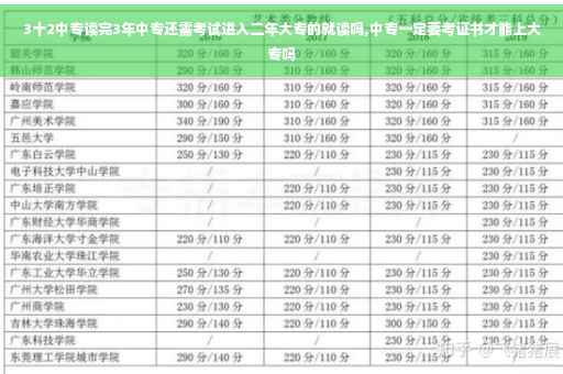 3十2中专读完3年中专还需考试进入二年大专的就读吗,中专一定要考证书才能上大专吗