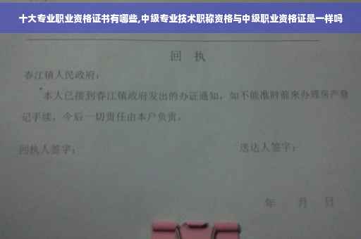十大专业职业资格证书有哪些,中级专业技术职称资格与中级职业资格证是一样吗