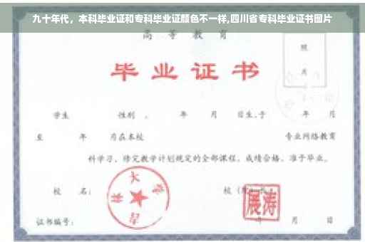 九十年代，本科毕业证和专科毕业证颜色不一样,四川省专科毕业证书图片