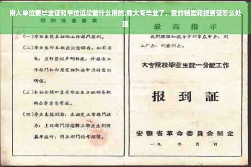 用人单位要毕业证和学位证是做什么用的,我大专毕业了，我的档案和报到证怎么处理