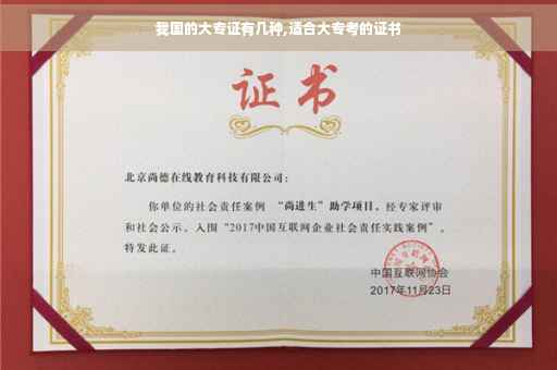 我国的大专证有几种,适合大专考的证书