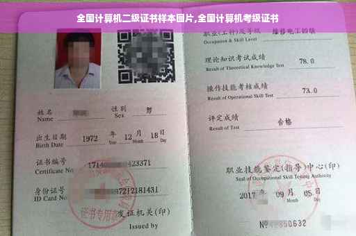全国计算机二级证书样本图片,全国计算机考级证书