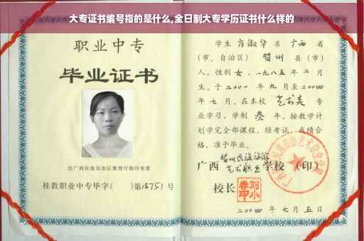 大专证书编号指的是什么,全日制大专学历证书什么样的