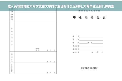 成人高等教育的大专文凭和大学的毕业证有什么区别吗,大专毕业证有几种类型
