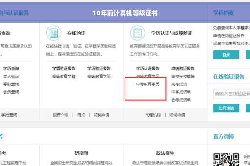 10年前计算机等级证书