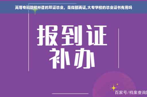 高等专科院校所谓的双证毕业，是指那两证,大专学校的毕业证书有用吗