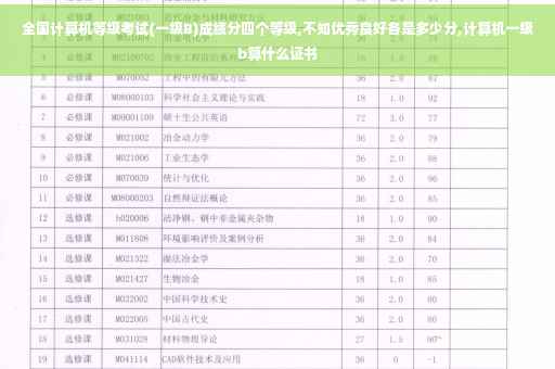 全国计算机等级考试(一级B)成绩分四个等级,不知优秀良好各是多少分,计算机一级b算什么证书