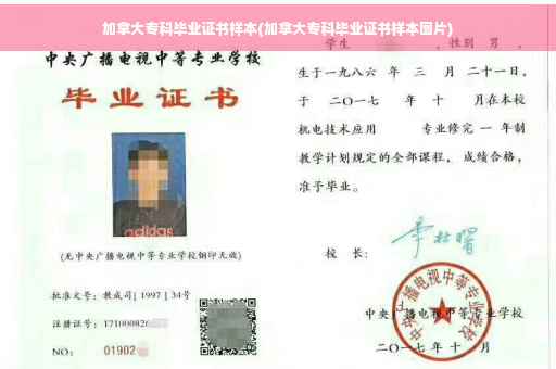 加拿大专科毕业证书样本(加拿大专科毕业证书样本图片)