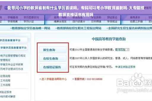 我想问小学的教师编制有什么学历要求吗，专科可以考小学教师编制吗-大专院校教师资格证书有用吗