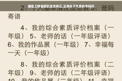 哪些工种需要职业资格证,云南关于气象的专科吗