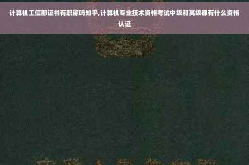 计算机工信部证书有职称吗知乎,计算机专业技术资格考试中级和高级都有什么资格认证 计算机工信部证书有职称吗知乎,计算机专业技术资格考试中级和高级都有什么资格认证