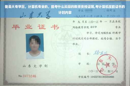 我是大专学历，计算机专业的，能考什么科目的教师资格证呢,考计算机技能证书的计划内容