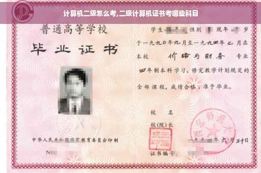 计算机二级怎么考,二级计算机证书考哪些科目
