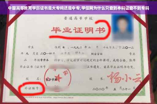 中国高等教育学历证书是大专吗还是中专,学信网为什么只查到本科证查不到专科