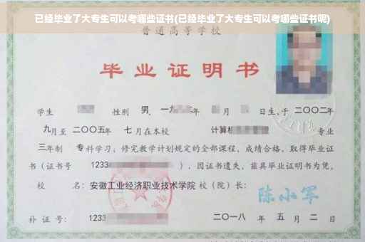 已经毕业了大专生可以考哪些证书(已经毕业了大专生可以考哪些证书呢)