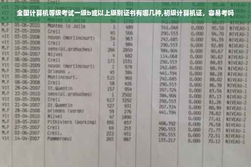 全国计算机等级考试一级b或以上级别证书有哪几种,初级计算机证，容易考吗