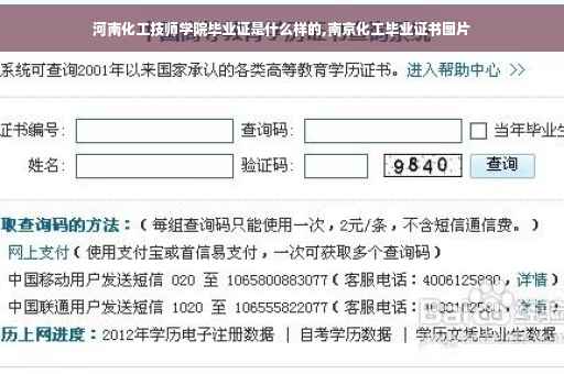 河南化工技师学院毕业证是什么样的,南京化工毕业证书图片