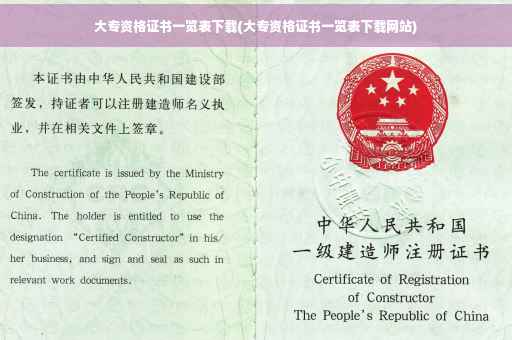大专资格证书一览表下载(大专资格证书一览表下载网站)