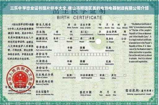 三乐中学毕业证书图片样本大全,佛山市顺德区美的电热电器制造有限公司介绍