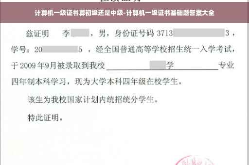 计算机一级证书算初级还是中级-计算机一级证书基础题答案大全