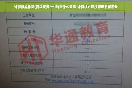 计算机操作员(高级技师/一级)是什么意思-计算机方面技师证书有哪些