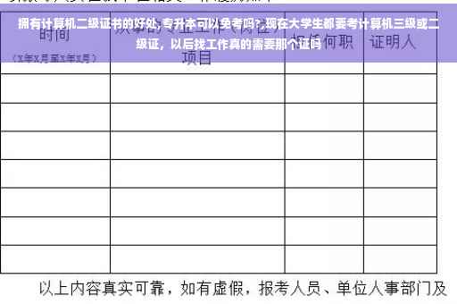 拥有计算机二级证书的好处,专升本可以免考吗?,现在大学生都要考计算机三级或二级证，以后找工作真的需要那个证吗