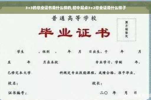 3+3的毕业证书是什么样的,初中起点3+2毕业证是什么样子