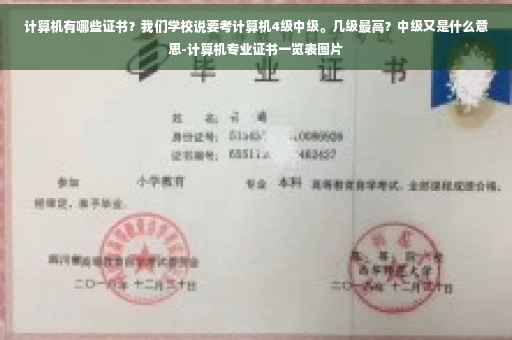 计算机有哪些证书？我们学校说要考计算机4级中级。几级最高？中级又是什么意思-计算机专业证书一览表图片