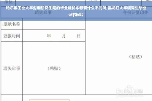 哈尔滨工业大学深圳研究生院的毕业证和本部有什么不同吗,黑龙江大学研究生毕业证书图片