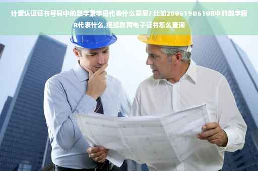 计量认证证书号码中的数字跟字母代表什么意思? 比如2006190610R中的数字跟R代表什么,继续教育电子证书怎么查询