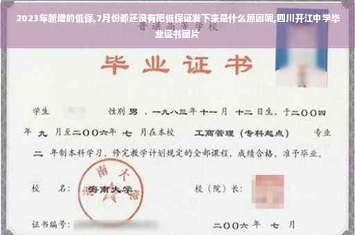 2023年新增的低保,7月份都还没有把低保证发下来是什么原因呢,四川开江中学毕业证书图片