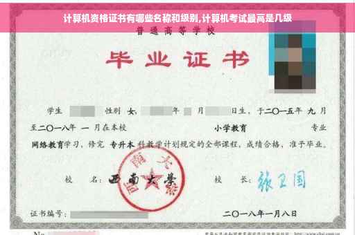 计算机资格证书有哪些名称和级别,计算机考试最高是几级