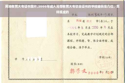 网络教育大专证书图片,2000年成人高等教育大专毕业证书的学校编码是几位，怎样组成的