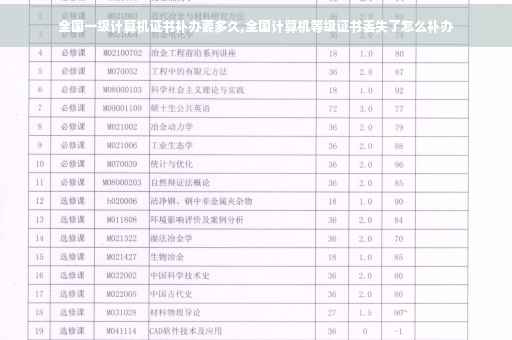 全国一级计算机证书补办要多久,全国计算机等级证书丢失了怎么补办