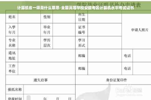 计算机省一级是什么意思-全国高等学校安徽考区计算机水平考试证书