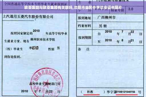 欧亚医院与欧亚集团有关联吗,沈阳市益民中学毕业证书图片