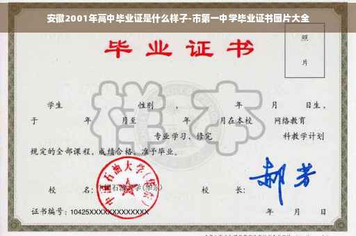 安徽2001年高中毕业证是什么样子-市第一中学毕业证书图片大全