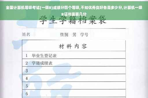 全国计算机等级考试(一级B)成绩分四个等级,不知优秀良好各是多少分,计算机一级B证书需要几分