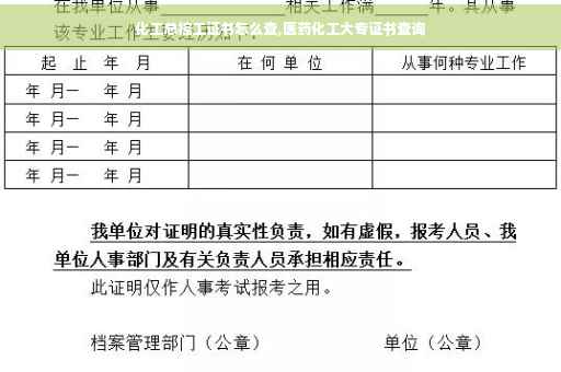 化工总控工证书怎么查,医药化工大专证书查询