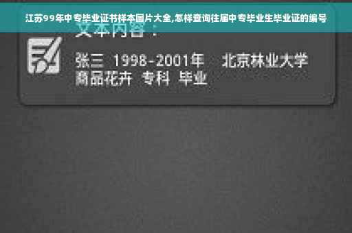 江苏99年中专毕业证书样本图片大全,怎样查询往届中专毕业生毕业证的编号