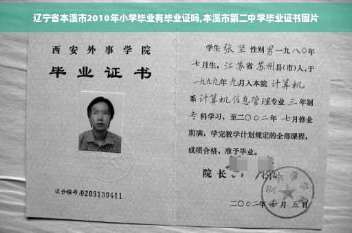 辽宁省本溪市2010年小学毕业有毕业证吗,本溪市第二中学毕业证书图片