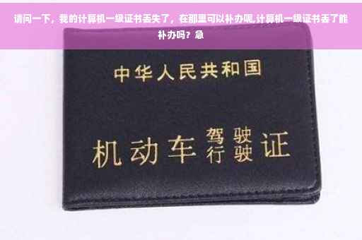请问一下，我的计算机一级证书丢失了，在那里可以补办呢,计算机一级证书丢了能补办吗？急