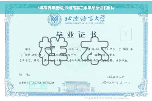 3年级转学流程,沙河市第二中学毕业证书图片