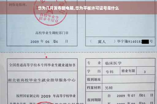 华为几月发布新电脑,华为平板许可证号是什么