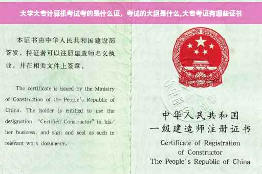 大学大专计算机考试考的是什么证，考试的大纲是什么,大专考证有哪些证书