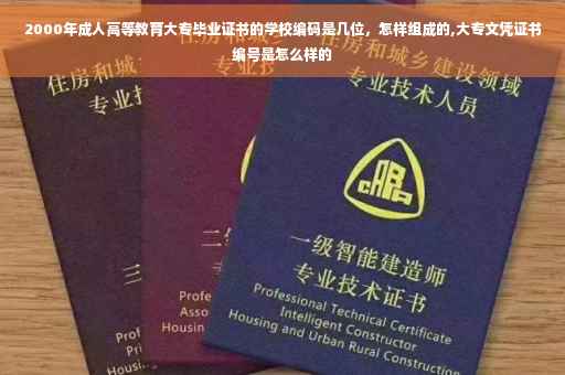 2000年成人高等教育大专毕业证书的学校编码是几位，怎样组成的,大专文凭证书编号是怎么样的