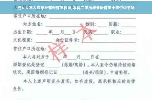 成人大学大专毕业有没有学位证,本科二学历毕业后有学士学位证书吗