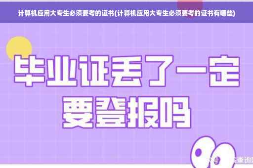 计算机应用大专生必须要考的证书(计算机应用大专生必须要考的证书有哪些)