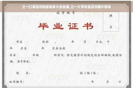 三一口语证书到底有多大含金量,三一大学毕业证书图片样本
